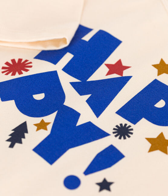T-shirt met lange mouw van dunne jersey voor jongens ecru AVALANCHE