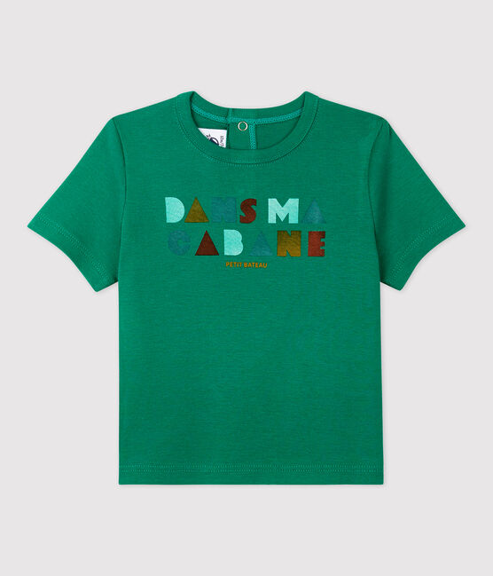 Tee-shirt manches courtes avec motif en coton bébé vert GAZON