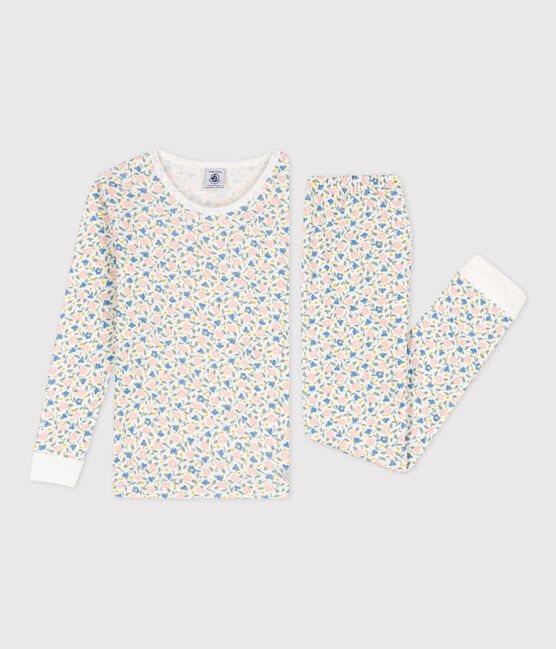 Pyjama ajusté en coton petite fille blanc MARSHMALLOW/blanc MULTICO
