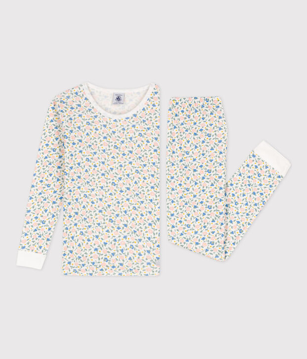 Aansluitende pyjama van katoen voor meisjes wit/multicouleur