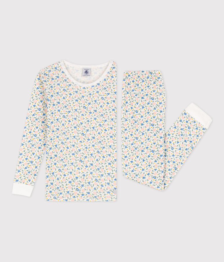 Aansluitende pyjama van katoen voor meisjes wit/multicouleur