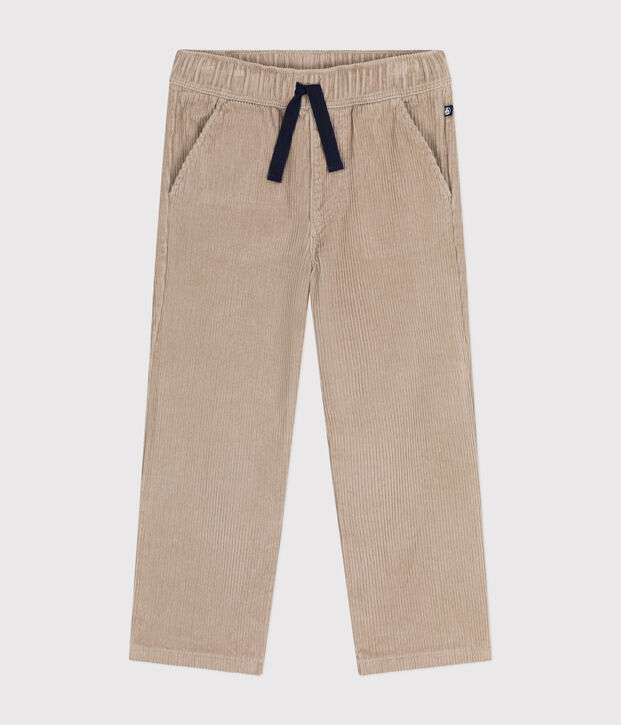 Fluwelen rechte broek voor jongens beige