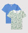 Set van 2 t-shirts met korte mouwen van katoen en linnen met cactus voor kleine jongens variante 1