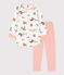 Nachthemd met hondenprint in molton voor meisjes wit MARSHMALLOW/wit MULTICO