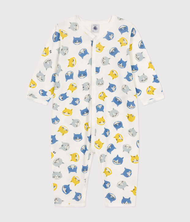 Katoenen babypyjama zonder voetjes wit/multicouleur