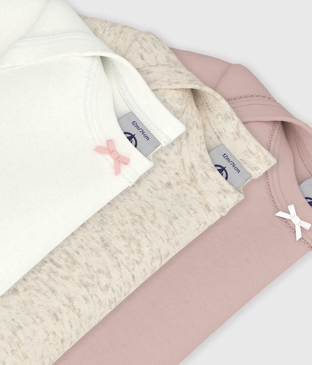 Lot de 3 bodies manches courtes en coton uni b&eacute;b&eacute; multicouleur