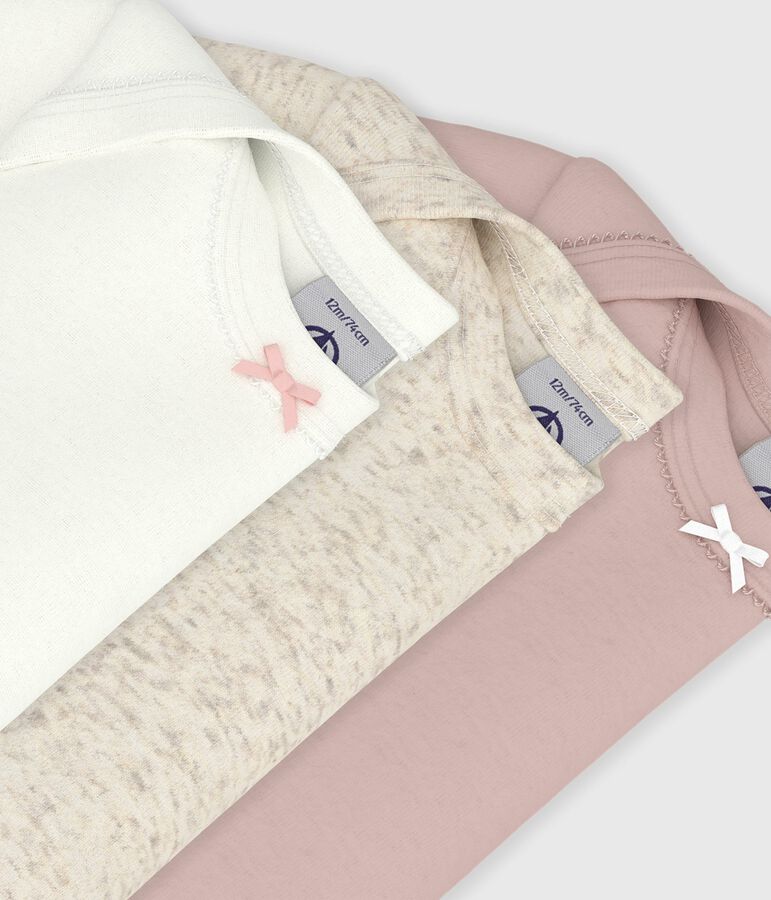 Setje met 3 effen katoenen rompertjes met korte mouw voor baby's multicouleur