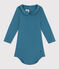 Body manches longues col claudine en coton bébé bleu POLOCHON