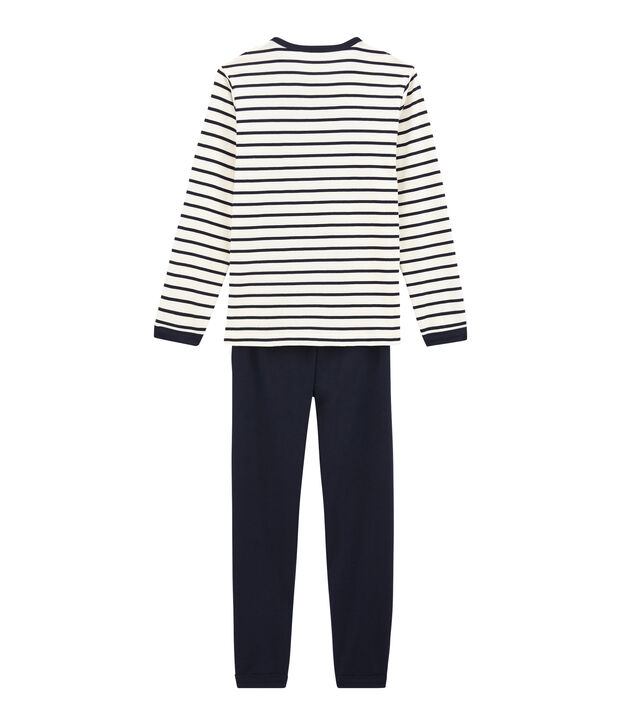 Pyjama gar&ccedil;on en c&ocirc;te blanc/bleu