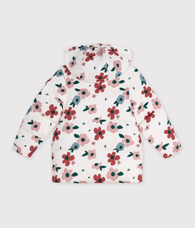 Doudoune enfant &agrave; fleurs &eacute;cru/multicouleur