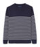 Pull marin homme à rayure placée bleu SMOKING/blanc LAIT