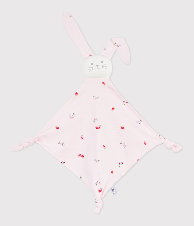 Doudou b&eacute;b&eacute; en coton imprim&eacute; fleuri rose/multicouleur