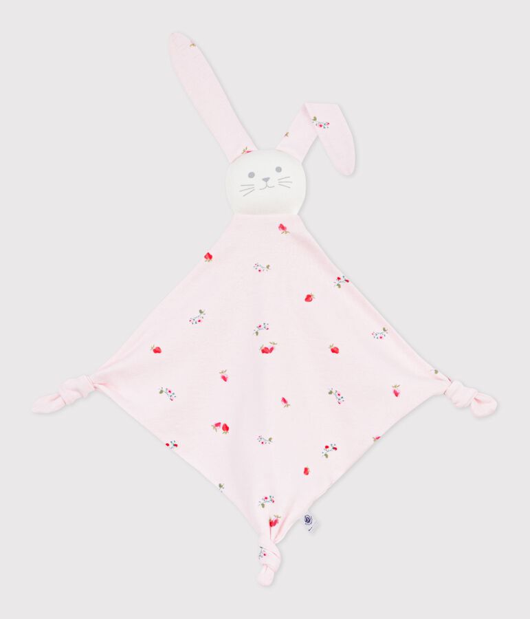 Doudou b&eacute;b&eacute; en coton imprim&eacute; fleuri rose/multicouleur