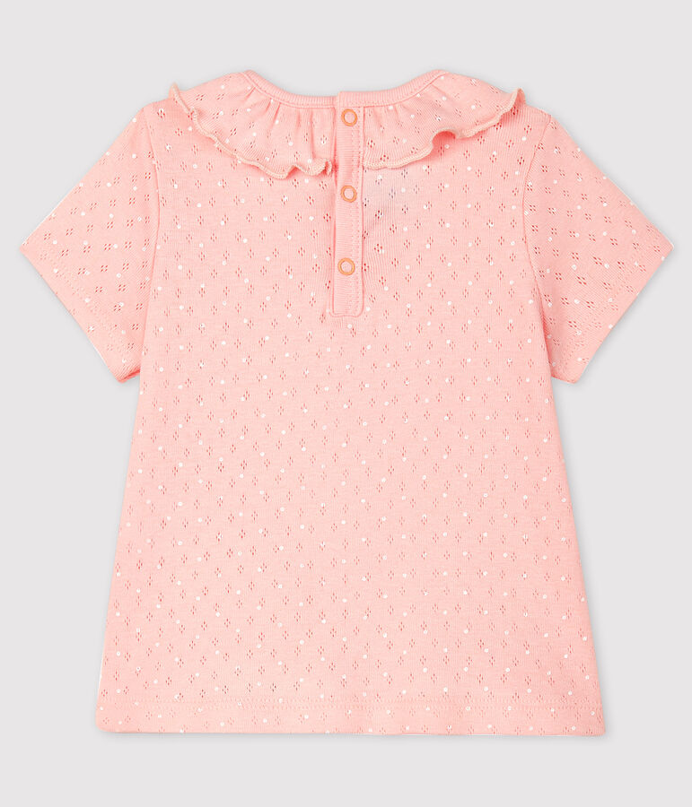 Ajour katoenen blouse met korte mouwen voor babymeisjes roze MINOIS/wit ECUME