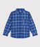 Chemise enfant en coton &agrave; carreaux bleu/&eacute;cru