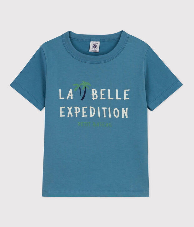 Katoenen T-shirt met korte mouwen voor jongens blauw