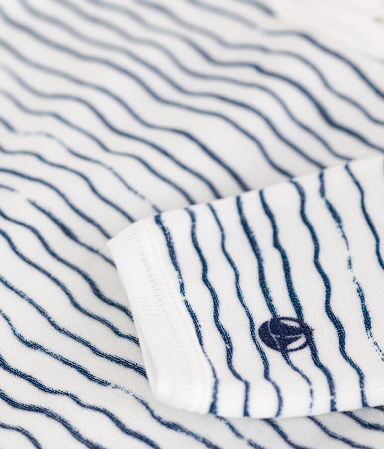 Dors bien en velours b&eacute;b&eacute; blanc/bleu