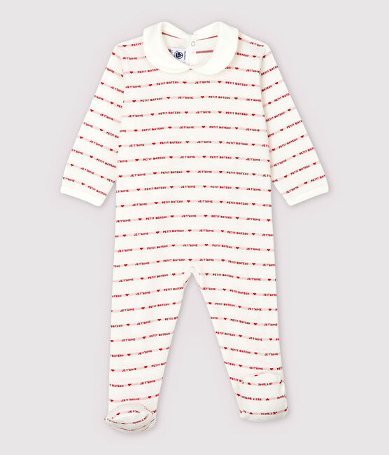 Dors-bien Petit Bateau Je T'aime bébé fille en jacquard blanc MARSHMALLOW/rouge TERKUIT