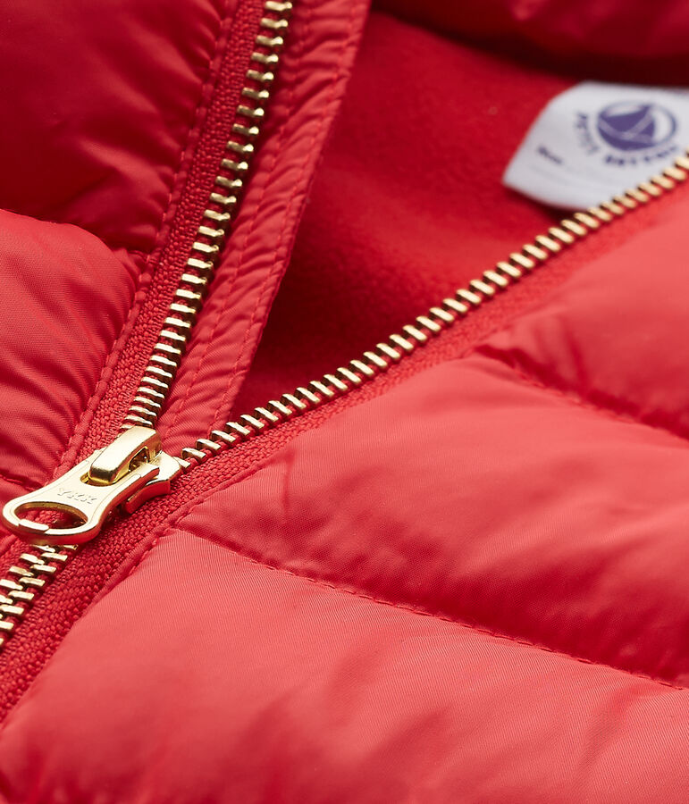 Doudoune fille &agrave; capuche rouge