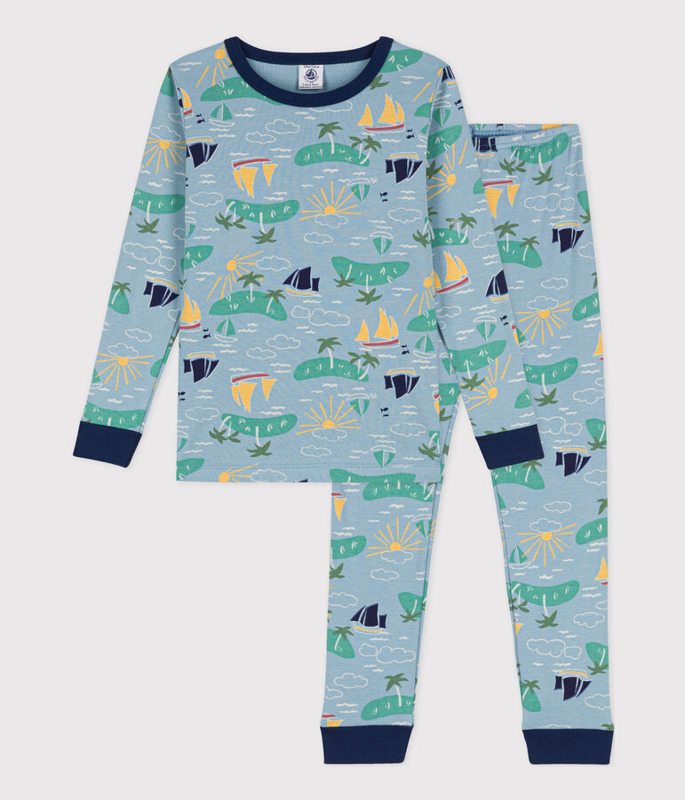 Pyjama ajust&eacute; explorateur en coton enfant bleu/multicouleur