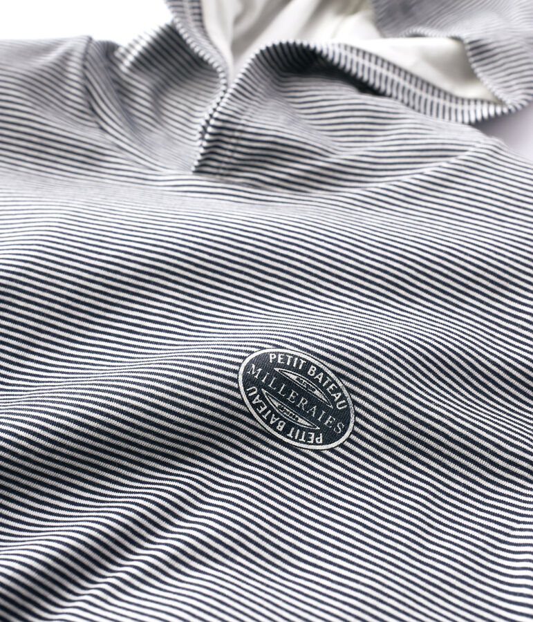 Katoenen Dames sweatshirt met gestreepte capuchon blauw/wit