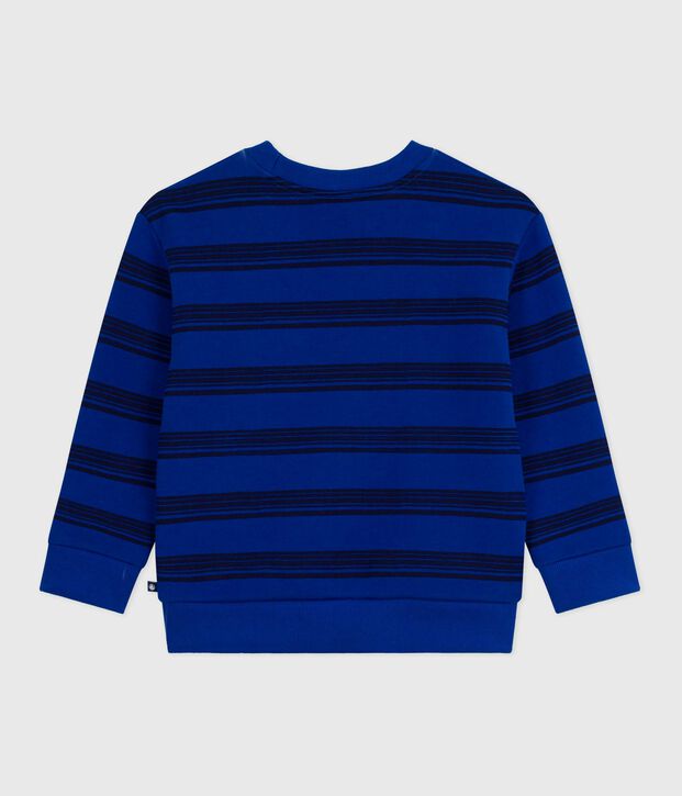 Sweatshirt enfant en coton &agrave; rayures bleu/bleu