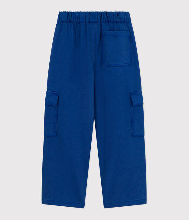 Effen cargobroek van lyocell voor kinderen blauw