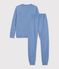 Pyjama enfant en coton &eacute;ponge uni bleu