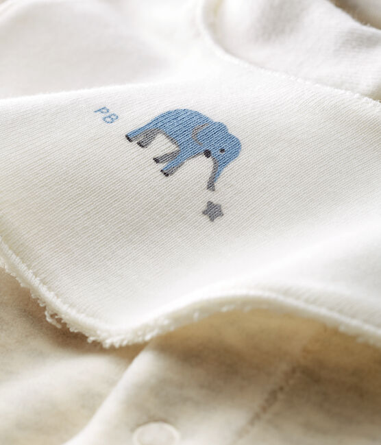 Uniseks pyjama met slabbetje van katoenvelours beige MONTELIMAR CHINE