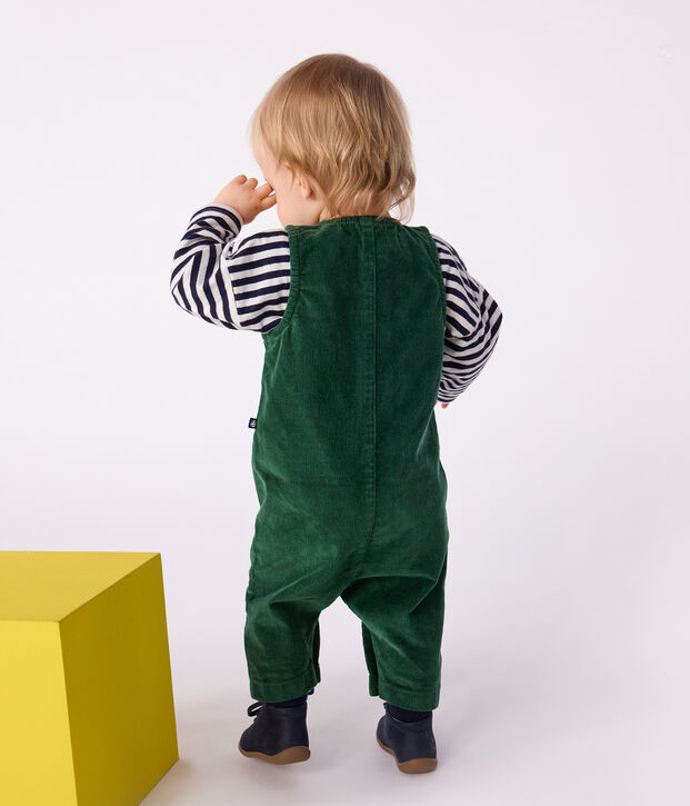 Lang babypakje in effen fluweel groen