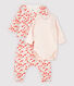Ensemble 3 pièces rose bébé en coton biologique