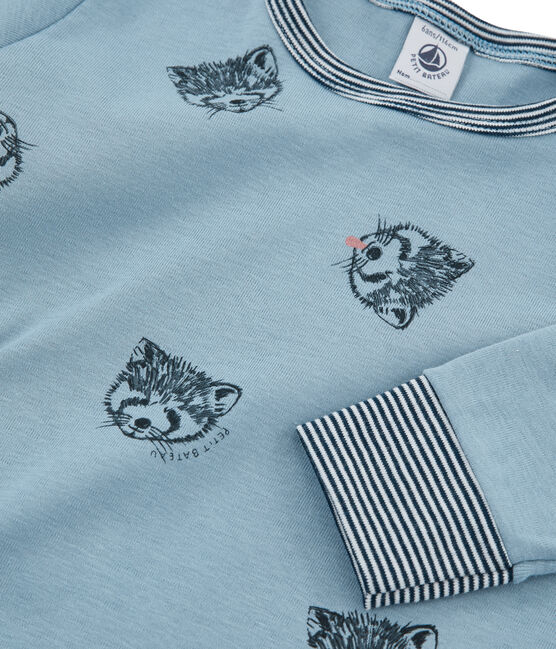Pyjama petit garçon en côte bleu ACIER/blanc MULTICO