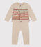 Ensemble in tricot van jacquard voor baby's beige MONTELIMAR/wit MULTICO