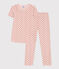 Pyjama manches courtes petite fille en coton rose SALINE/blanc MULTICO