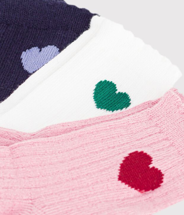 3 paires de chaussettes b&eacute;b&eacute; en coton motif c&oelig;ur multicouleur