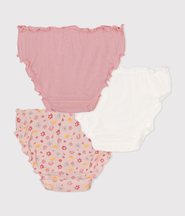 Set van 3 katoenen slipjes met ruches voor kinderen multicouleur