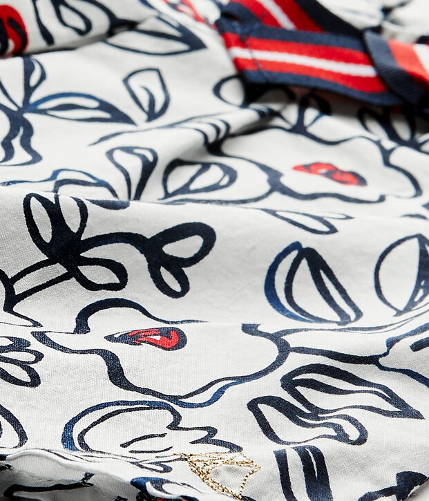 Blouse b&eacute;b&eacute; fille en popeline blanc/multicouleur