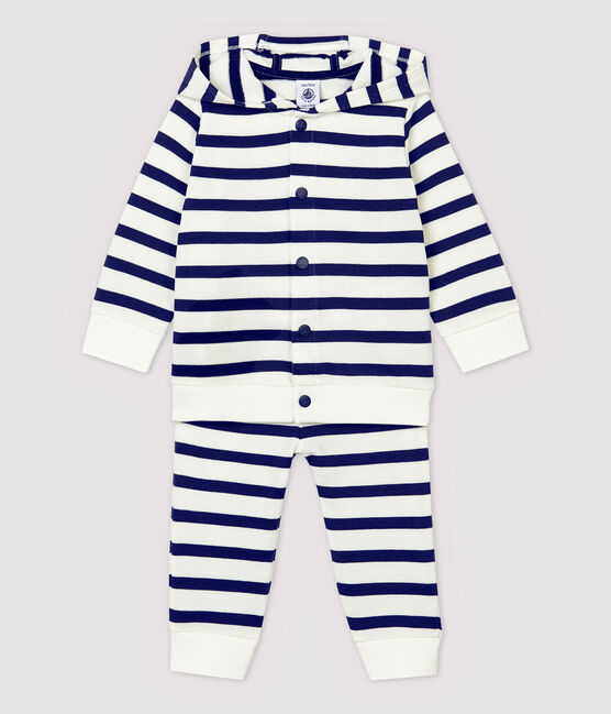 Ensemble jogging deux pièces bébé garçon blanc MARSHMALLOW/bleu SMOKING