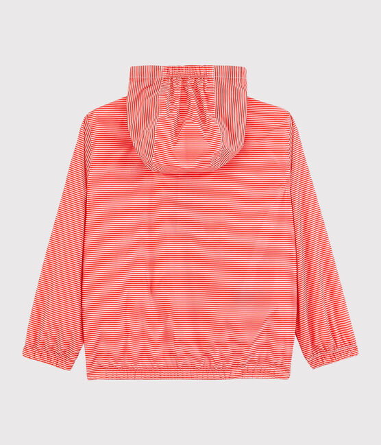 Windjack van gerecycled polyester voor meisje - jongen roze GROSEILLER/wit MARSHMALLOW