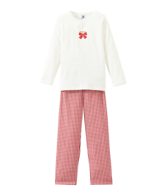 Meisjespyjama rood TERKUIT/wit MARSHMALLOW