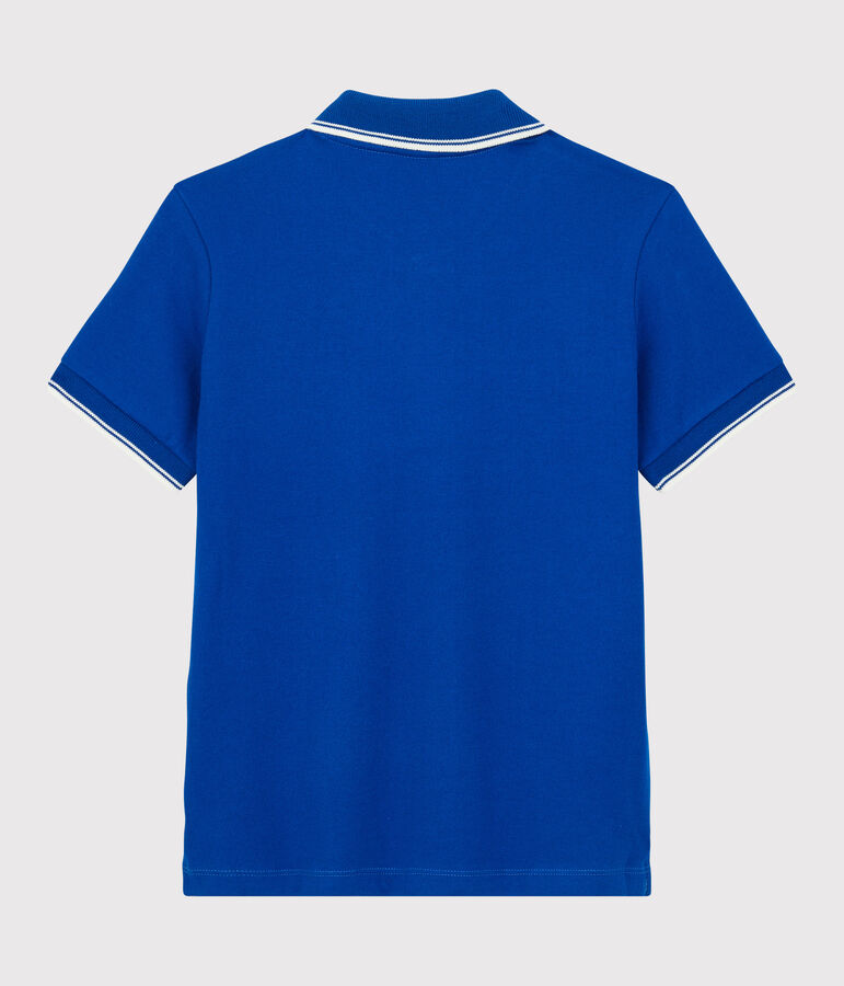 Jersey poloshirt met korte mouwen voor jongens blauw