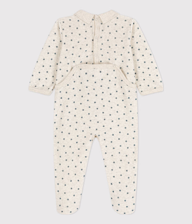 Fluwelen babypyjama met sterren beige/grijs