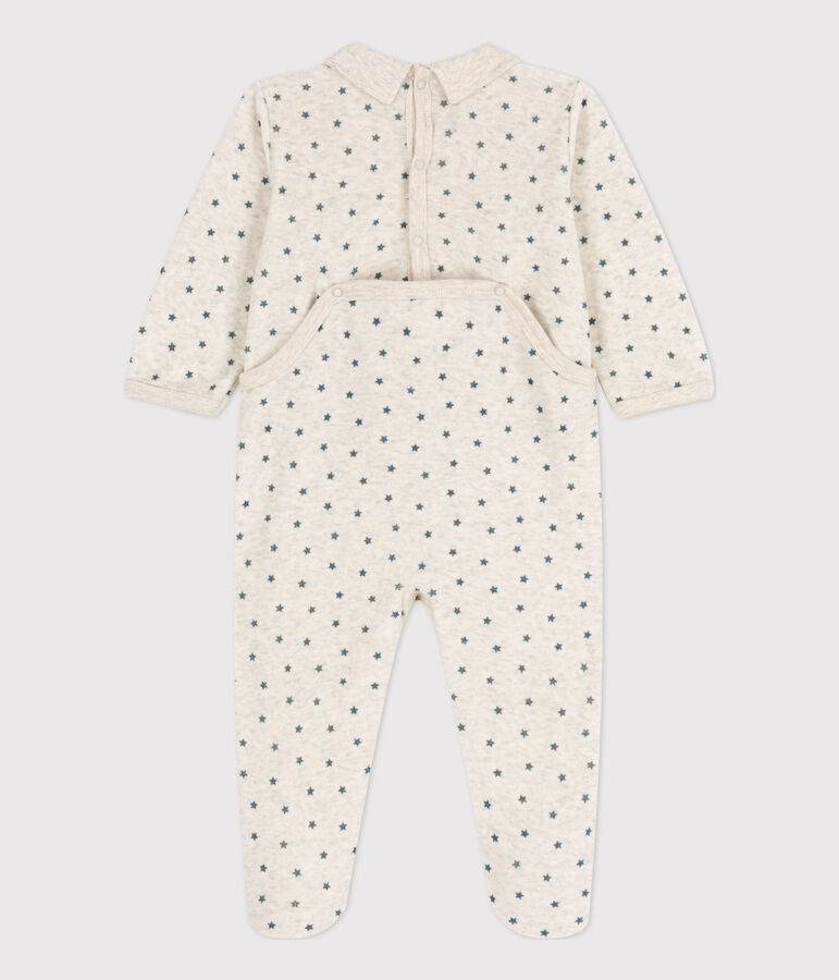 Fluwelen babypyjama met sterren beige/grijs