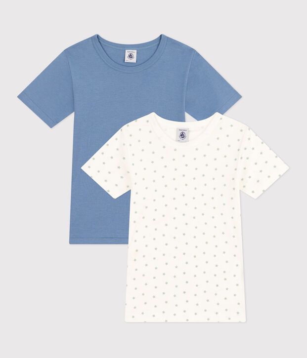 Setje met 2 katoenen T-shirts met korte mouw en sterretje voor kinderen multicouleur