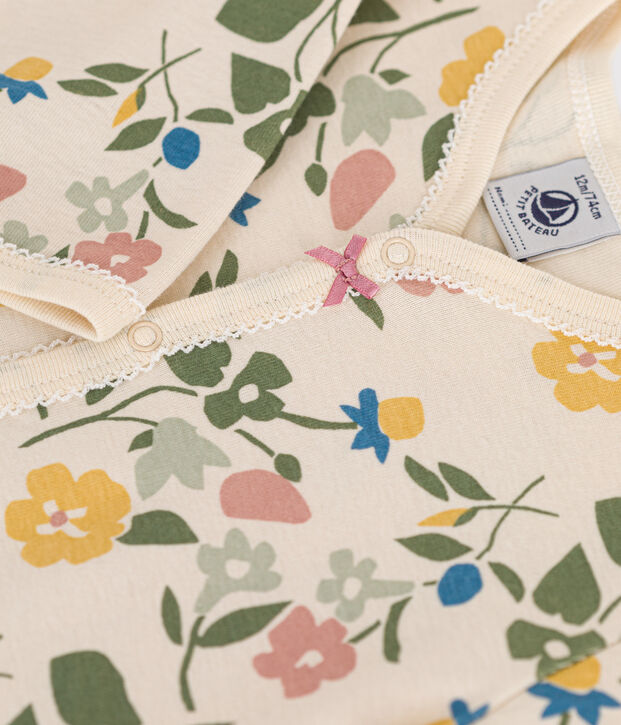 Katoenen babypyjama met bloemenprint ecru/multicouleur
