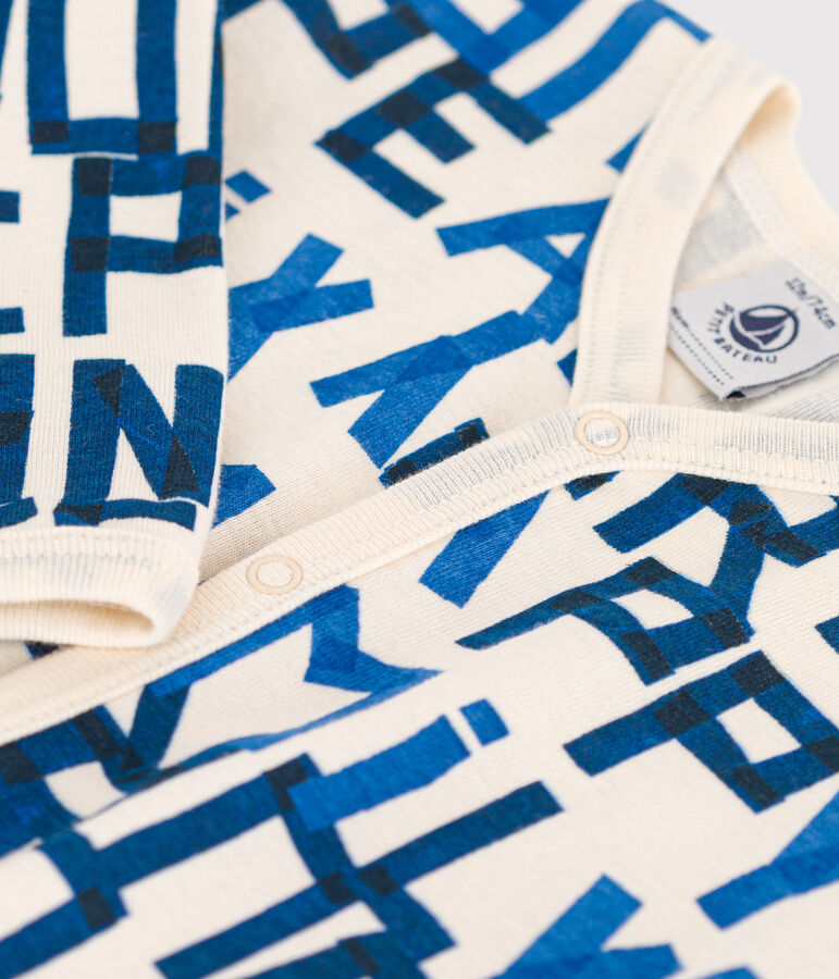 Katoenen babypyjama zonder voetjes ecru/multicouleur