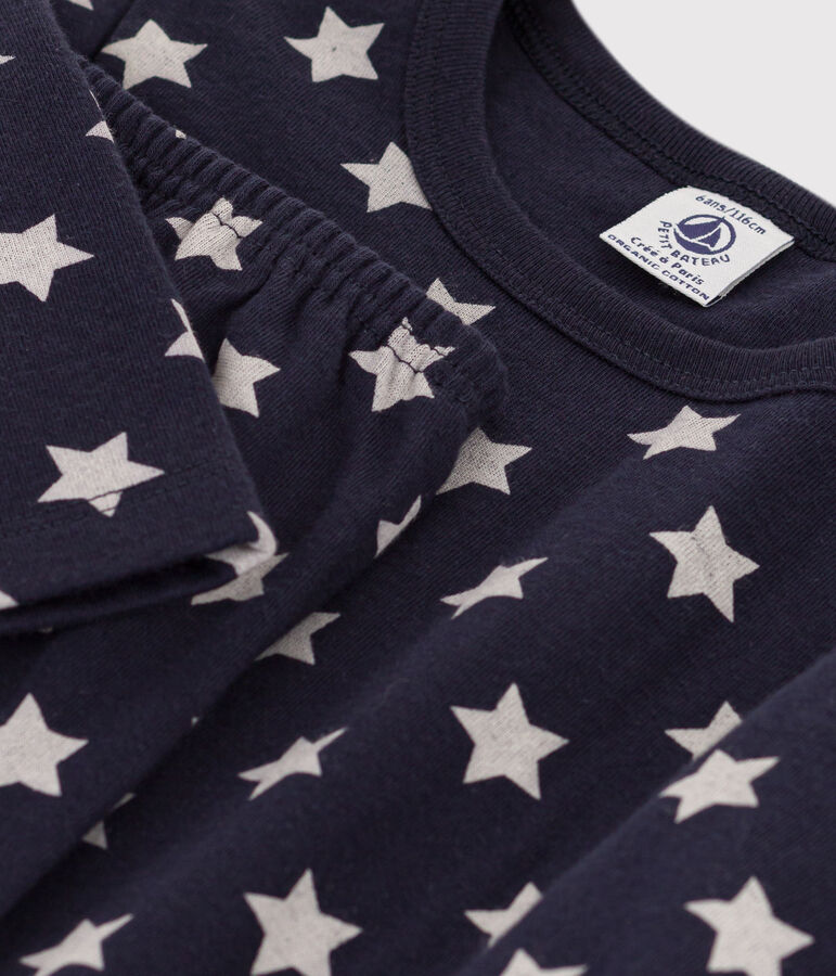 Pyjama &eacute;toiles en tubique enfant bleu/blanc