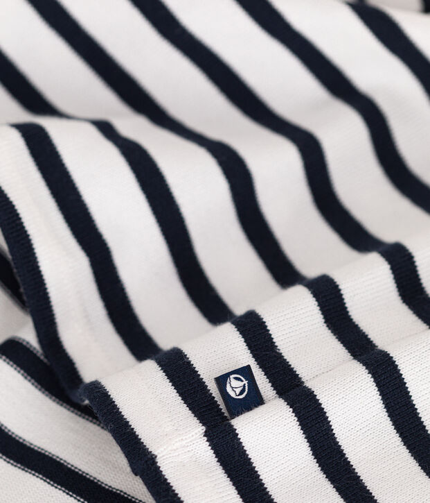 Jurk in jersey met lange mouwen voor baby's wit/blauw