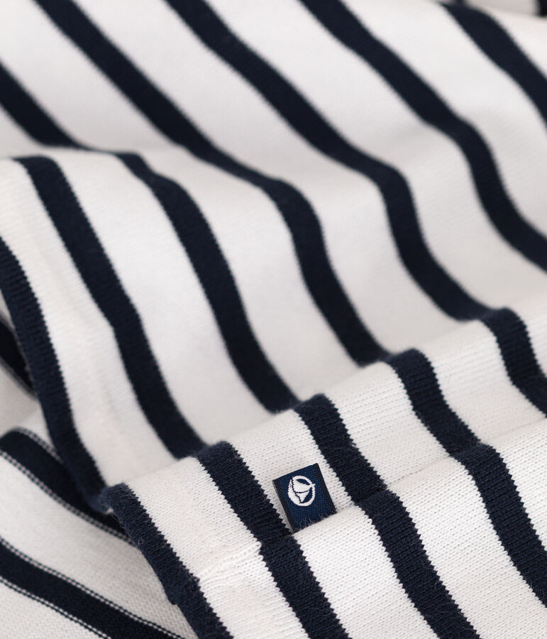 Robe manches longues en jersey &eacute;pais b&eacute;b&eacute; blanc/bleu