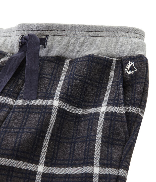 Mesh broek met ruitjes jongens grijs/blauw/wit